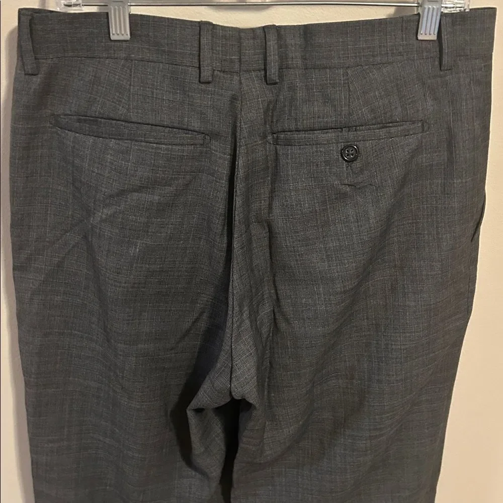 Banana Republic Modern Fit Micro Plaid Wool Blend Dress Pants 33x32 Flat Front